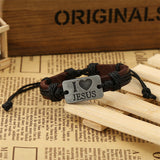 "I Love Jesus" Leacher Charm Bracelet For Men & Women